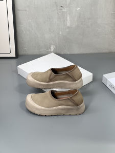 Leather Retro Low Cut Slip-On Shoes Women Thick Bottom Soft Bottom Casual Shoes Spring Autumn New Style Comfortable round Toe
