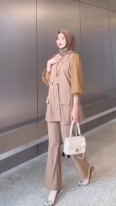 Maven Set 3in1 Setelan Knit Mix Crinkle Airflow One Set Ootd Wanita Dewasa Trendy Simple Elegan