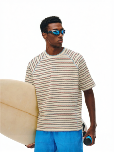FPA | Color Block Double Collar Hasse Line Stripe Short Sleeve T-shirt