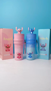 ListonX Premium Stitch & Angel Tumbler 710ml - SUS316 Stainless Steel BPA-Free Leak-Proof Hot & Cold with Straw & Strap