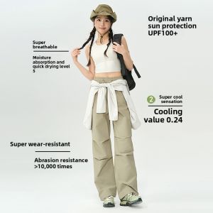 MiiOW | Cat Woman Thin Tactical Work Pants Summer New Hiking Outdoor Sunshade Soldier Casual Long Pants High Waist Loose Fit Polyester Fiber