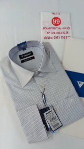 [Việt Tiến Sale] Sơ Mi Dài Tay - Regular (Suông) - Vạt Bầu - Kẻ sọc xanh navy - size 37