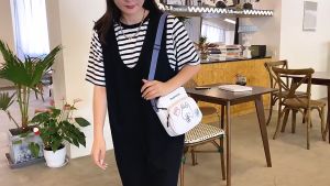 Tas Selempang Beruang Anak Remaja Kanvas Impor Korean China Fashion Style FREE Pin