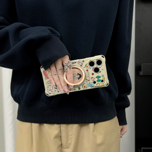 Cute Yoga Girl 360 Degree Rotatable Phone Stand Compatible with 17Pro Max Huawei Mate 70 Pura 80 Crossbody Mobile Phone Case Holder