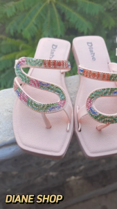 DIANE Womens Korean Style S Shape Rhinestone Sandals with Soft Sole for Comfort and Sparkle Perfect for Beach Days or Town Strolls 075523