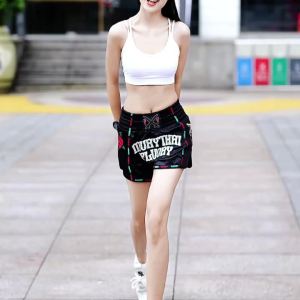 FLUORY Heavy Industries Microfiber Embroidered Muay Thai Shorts Rose Mens and Womens Gym Muay Thai Shorts Boxing Pants