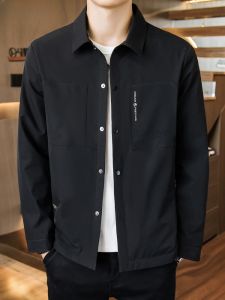 HENGYUANXIANG | Hengyuanxiang Mens Shirt Jacket Slim Fit Collarless Outerwear Autumn Spring Season Lightweight Fashionable High End Style