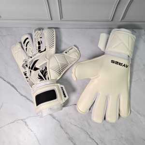 ( Terbaru ) Sarung tangan kiper Ayres putih lis hitam lengket buat anak dan dewasa