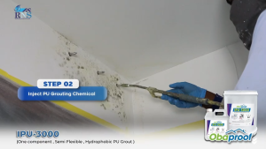 OBAPROOF IPU-3000 ONE COMPONENT SEMI FLEXIBLE HYDROPHOBIC PU GROUT / Polyurethane Grouting for waterproof injection into wall crack repair leak repair / Pembaikan Retak Dinding / Konkrit / Polyurethane Foam