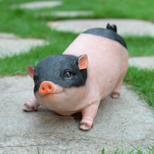 Resin Animal Sculpture Creative Gift Small Pig Model Garden Decoration Courtyard Ornaments Realistic Pig Decorative Accessories