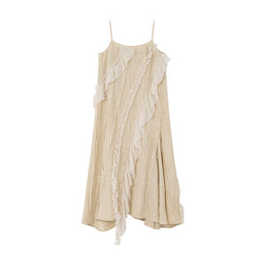 Han-style Split-spliced Strap Dress Summer Resort Casual Texture