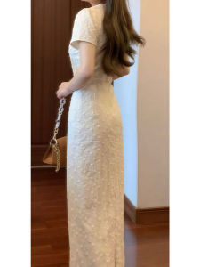 CHANGTONG | Elegant V-Neck Short Sleeve Dress