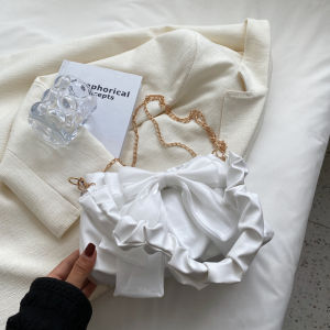 Fancy Niche Style Bag Female New New Arrival Ins Chain Shoulder Underarm Bag Easiest for Match Ruched Crossbody Small Square Bag