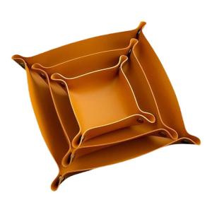 Leather Key Storage Tray Entrance Hallway Organizer Box Small Desktop Tray Remote Controller Holder Simple Square Shape