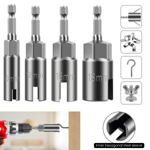 Wing Nut Driver Sockets 1/4”Hex Shank Wing Nut Driver Set 10-19mm Nut Driver Set Drill Bit Sockets for Panel Nuts Screws Bolt