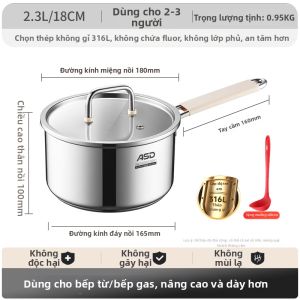 ASD | Nồi Sữa Inox 316L Đạt Chuẩn Thực Phẩm Không Phủ