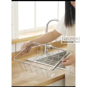 Rak Tirisan Piring Stainless - Keranjang Basket Sink Dapur - Dish Dryer