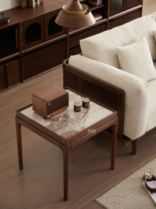 North America Black Walnut Wooden Corner Table Small Tea Table Living Room Home Use Sofa Side Table Art Style Decorative Table