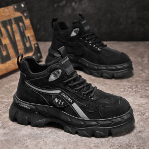 Mens Outdoor Sports Climbing Shoes Anti-Slip Wear-Resistant Work Boots Casual Black Martin Boots for Office And Leisure