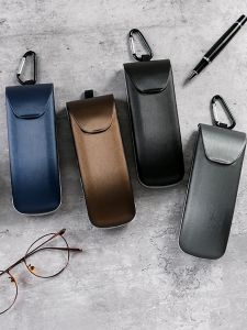 Outdoor Portable Mens Anti-pressure Travel Metal Brushed Simplistic Large Capacity Glasses Case with Hook Eyeglass Storage Box