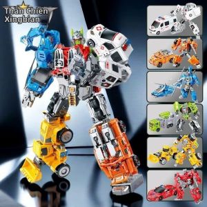 YUEXING ANIMATION | Rescue Transformable Combination Robot Police Car Airplane 6-in-1 Toy
