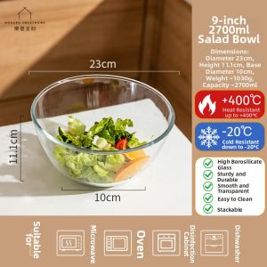 MODERN SWEETHOME | Transparent Heat-resistant Large Glass Mixing Bowl