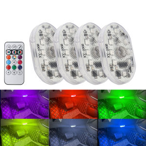 2/4in1 Car Interior LED Touch Sensor Ambient Light With Remote Voice Control Auto Reading Lamp RGB For UTV ATV MOTO Decoration