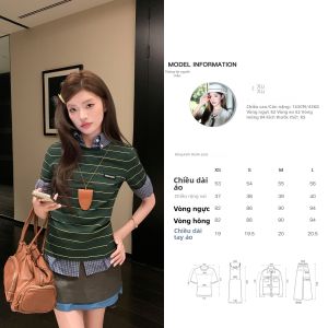 Áo Thun Tay Ngắn Cotton Thiết Kế Sọc Màu