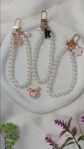 Gantungan Handphone Bunga Aesthetic & Liontin Mutiara Warna Ivory/Lavender/Maroon