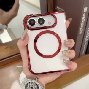 szhaiyu | For iPhone Duo Fashion Clear Phone Case With Maganetic For Magsafe Lens Protection Electroplated Shockproof Back Cover Funda