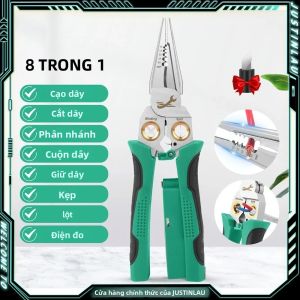 Kìm Điện Đa Năng JUSTINLAU 8 Trong 1 Bằng Thép Không Gỉ Tích Hợp Chức Năng Tuốt Dây Mũi Nhọn Và Đo Điện