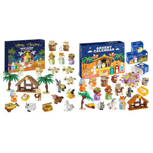 MOJOYCE Christmas Nativity Advent Calendar 2025 Building Blocks Christian Scene Advent Bricks Kit Nativity Building Blocks Advent Calendar for Xmas Gift