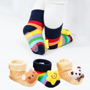 3 Pairs/set Newborn Anti Slip Toddler Socks 0-24 Months Baby Cotton Lovely Animal Socks First Walkers Cartoon Floor Socks New