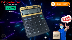 Kalkulator Kawachi KX-7S 12 Digit Electronic Calculator Digital Basic Calc Dual Power Solar and Battery Tombol Besar Free Baterai Auto Off Usaha Dagang Sekolah Laz COD Bisa Bayar di Tempat Melliua Store
