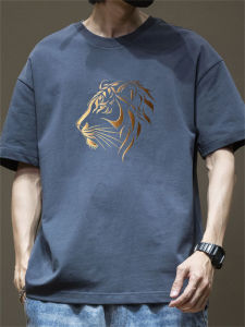 Heavyweight Pure Cotton Short Sleeve T-Shirt Loose Fit round Neck Half Sleeve Mens Fashion Summer Trendy Brand Casual Top