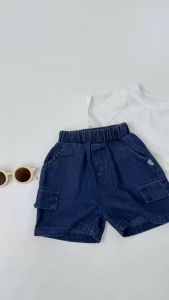 Quần short quần jean đùi phối nắp túi cho bé trai đi chơi đi học size 9kg tới 30kg BERNIE T0225Q12