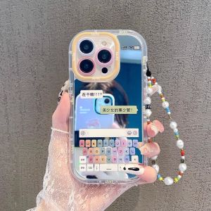 Apple 14Pro Max New Model Full Cover Creative Text Cellphone Shells Mirror Surface Anti-fall iPhone 15 Beauty Girl Less Affected 16Pro Mini Protection