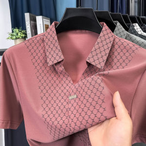 Áo Thun Nam Pierre Cardin Tay Ngắn Cổ Chữ V Bằng Lụa Tơ Tằm Cao Cấp Mùa Hè 2025 Thời Trang Công Sở Thường Ngày
