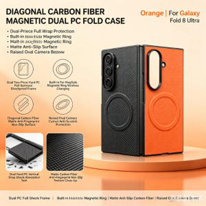 Business Slim Carbon Fiber Pattern Magnetic Case For Samsung Galaxy Z Fold 8 Ultra 7 6 5 4 3 For Magsafe Charge Shockproof Cover