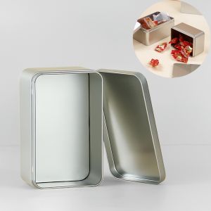 1Pcs Tin Box With Lid Soild Color Card Box Simple Tinplate Empty Cans Rectangular Case Candy Cookie Jar Container Home Storage