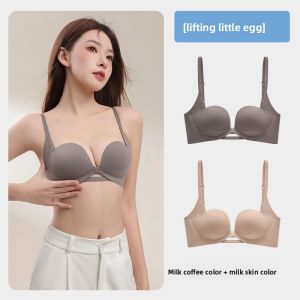 Miiow | Cat Woman Cross Back Bra Womens Small Chest Gathered Look Big Anti-Sagging Back Strapless One-Piece Seamless Nylon Bralette