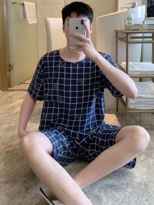 KASIHAN | Summer Cotton Blend Short Sleeve Shorts Mens Sleepwear