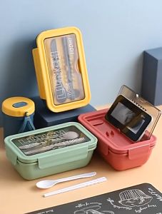 𝙈𝙐𝙊𝙇𝙄 1100ml Lunch Box Portable Microwave Lunch Box Food Container Healthy Lunch Box Lunch Box With Cutlery