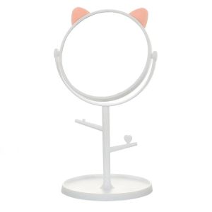 Cermin Motif Telinga Kucing / Kaca Make Up Bulat / Standing Mirror Make Up