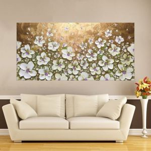 lukisan abstrak teksture flower gold