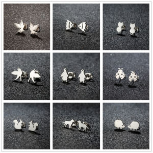 Cute Hummingbird Stainless Steel Earrings For Women Animal Small Bird Piercing Ear Stud Earrings Fashion Jewelry Party Gifts