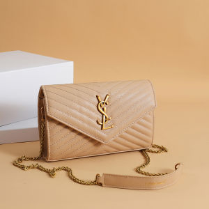 Elegant Embroidered Letter Crossbody Bag Fashionable Chain Detail Womens Handbag Versatile Square Bag Stylish Shoulder Bag