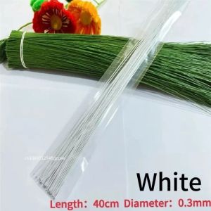 100-1000pcs Paper Floral Wire 0.3mm/0.0118Inch Diameter 40cm Long Iron Wire Used for DIY Nylon Stocking Flower Branche Making