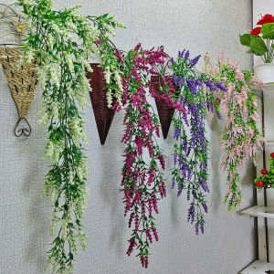 Tanaman Hias Bunga Lavender Juntai Daun Rambat Gantung Dekorasi Dinding Rumah Kantor Pesta PBP136