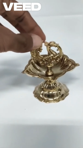 Brass Peacock Design Deepam for Pooja & Festival Décor – Elegant Diwali & Navratri Oil Lamp (Size - 8 (W)*8 (H) cm | Weight - 100g | Pack of 1 Pc)